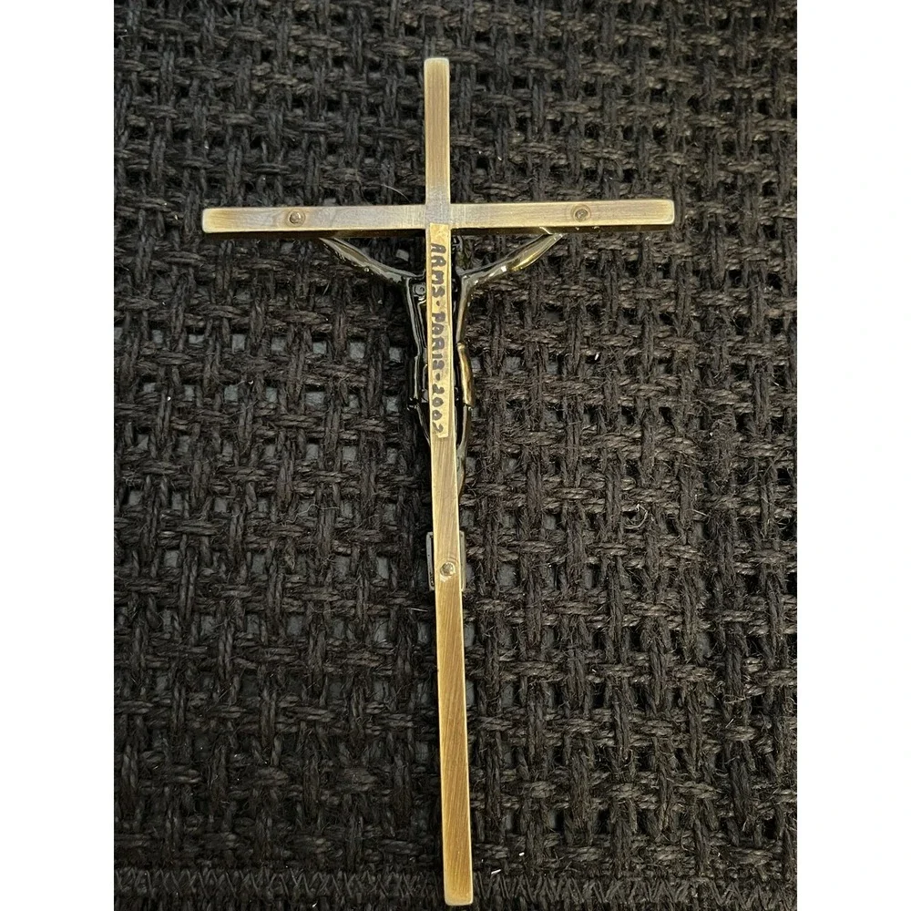Vintage INRI Jesus Christ Brass Crucifix Cross Wall‎ Decor- ARMS- PARIS
